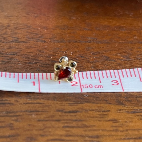 Pear garnet and black diamond bvla stud with back, gold - Picture 8 of 8
